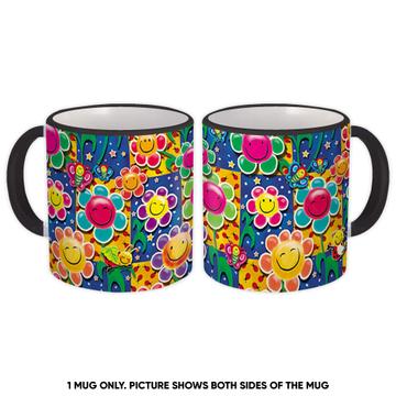 Smiling Daisy Daisies : Gift Mug Flower Floral Pattern For Kid Child Birthday Butterfly Colorful