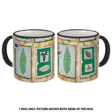 Green Leaf Leaves : Gift Mug Handmade Collage Tree Botanical Nature Pattern Seamless