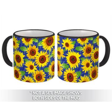 Golden Yellow Sunflowers : Gift Mug Seamless Pattern Rustic Garden Kitchen Decor