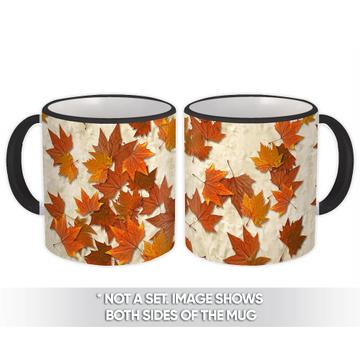 Autumn Maple Leaves : Gift Mug Pattern Thanksgiving Fall Golden Plants Home Decor