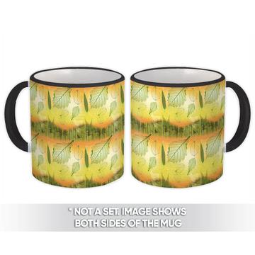 Green Leaves : Gift Mug Abstract Pattern Summer Fall Greenery Plants Nature Friends Garden