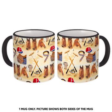 For Horse Polo Lover : Gift Mug Horses Sport Him Father Dad Vintage Retro Pattern