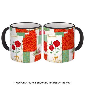 Roses Parchment : Gift Mug Flower Pattern Mothers Day Abstract Prints Curls Love You