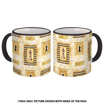 Chess Pattern : Gift Mug For Player Lover Him Father Dad Sport Classic Vintage Art