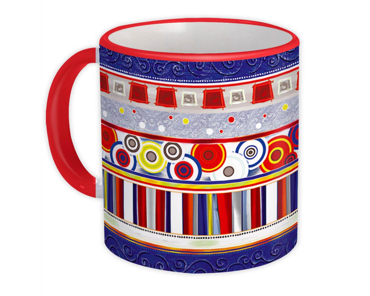 Gift Mug : Patchwork Blue White Arabesque Colorful All Occasion Birthday