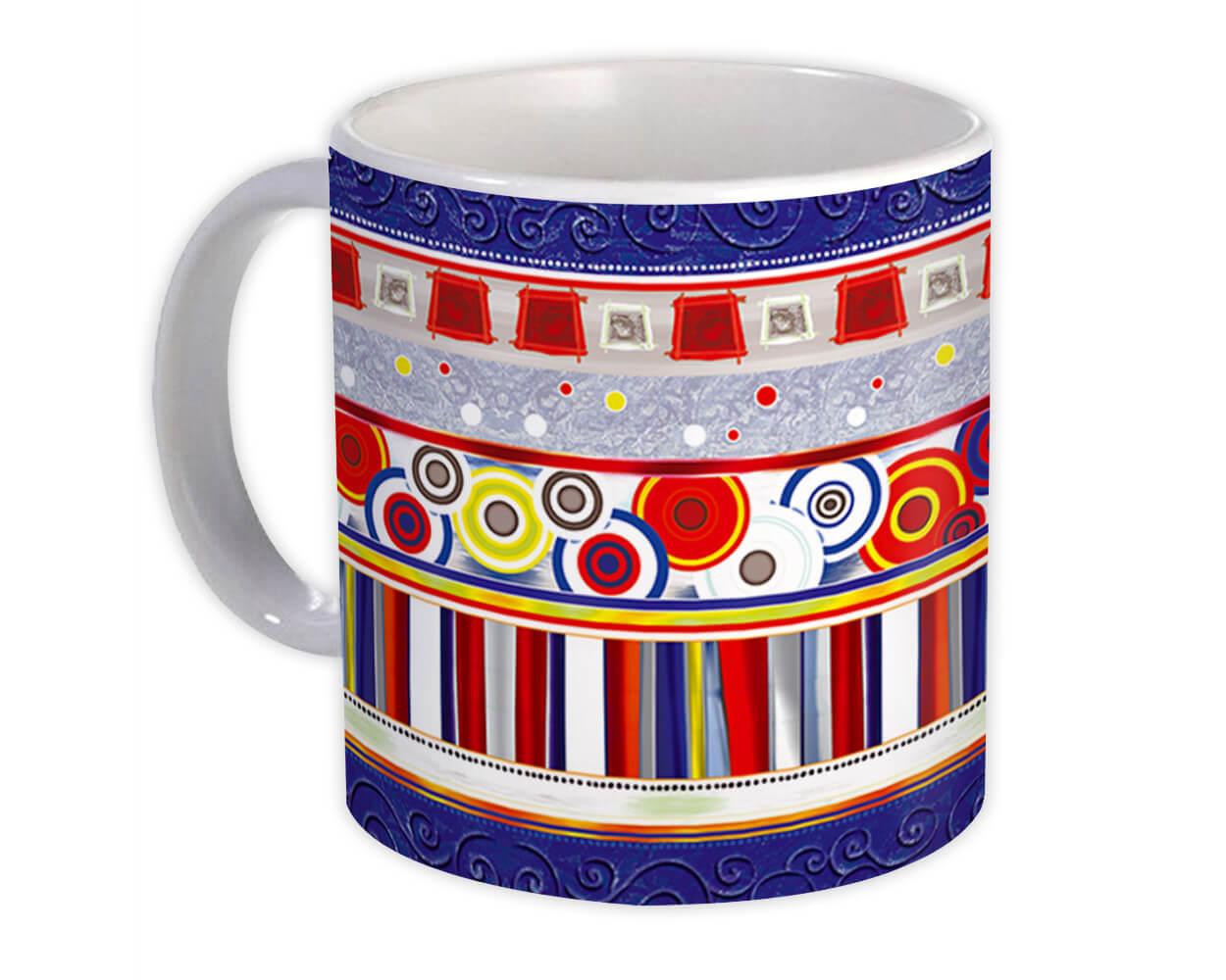 Gift Mug : Patchwork Blue White Arabesque Colorful All Occasion Birthday