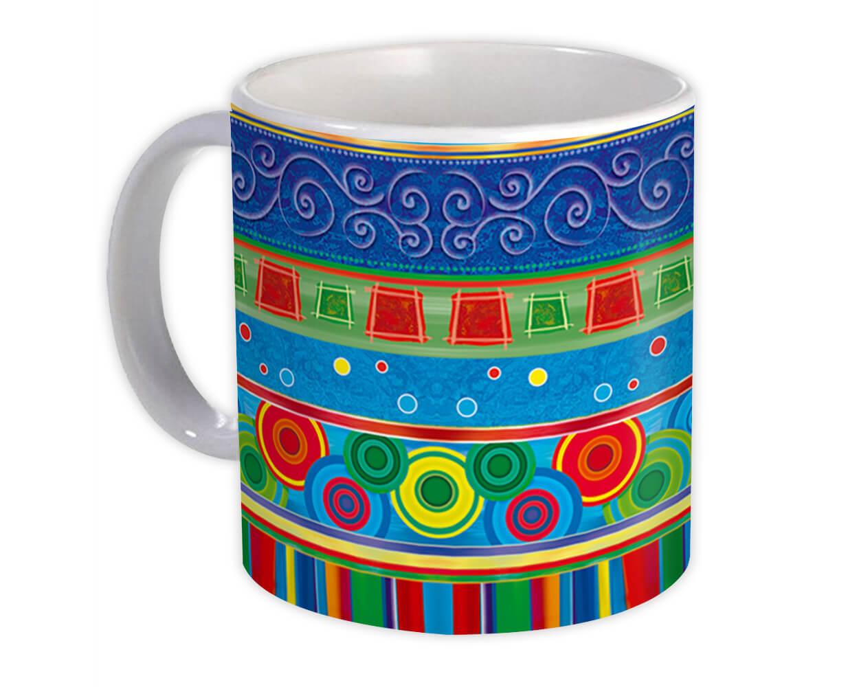 Gift Mug : Patchwork Colorful Arabesque All Occasion Birthday