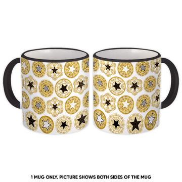 Star Shaped Circles Pattern : Gift Mug Abstract Seamless Arabesque Print Wedding Classic