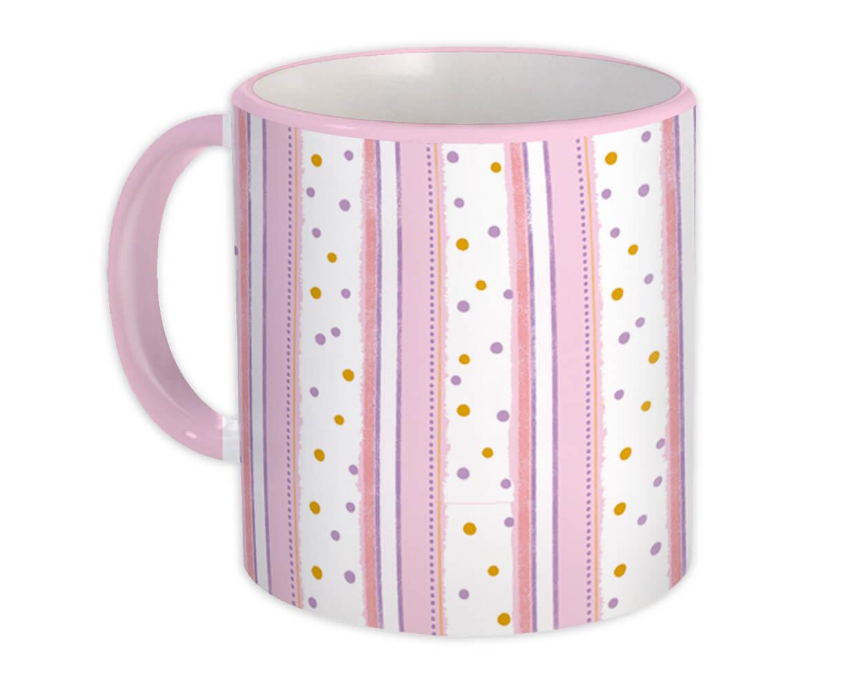 Gift Mug : Pastel Pink Polka Dots Stripes All Occasion Birthday