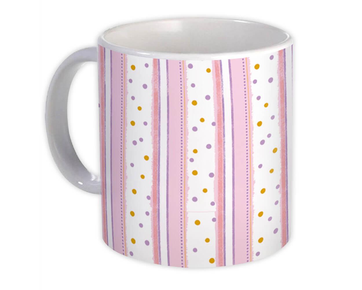 Gift Mug : Pastel Pink Polka Dots Stripes All Occasion Birthday