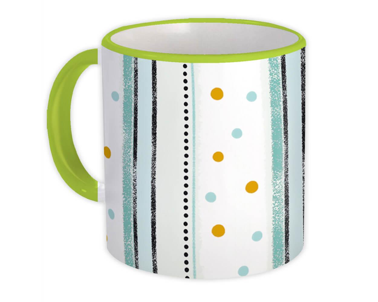 Gift Mug : Pastel Blue Polka Dots Stripes All Occasion Birthday