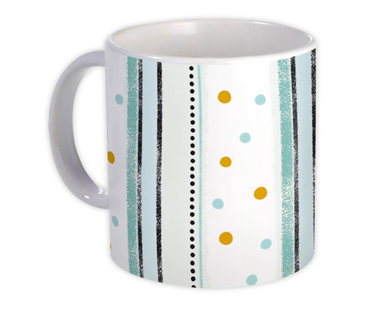 Gift Mug : Pastel Blue Polka Dots Stripes All Occasion Birthday