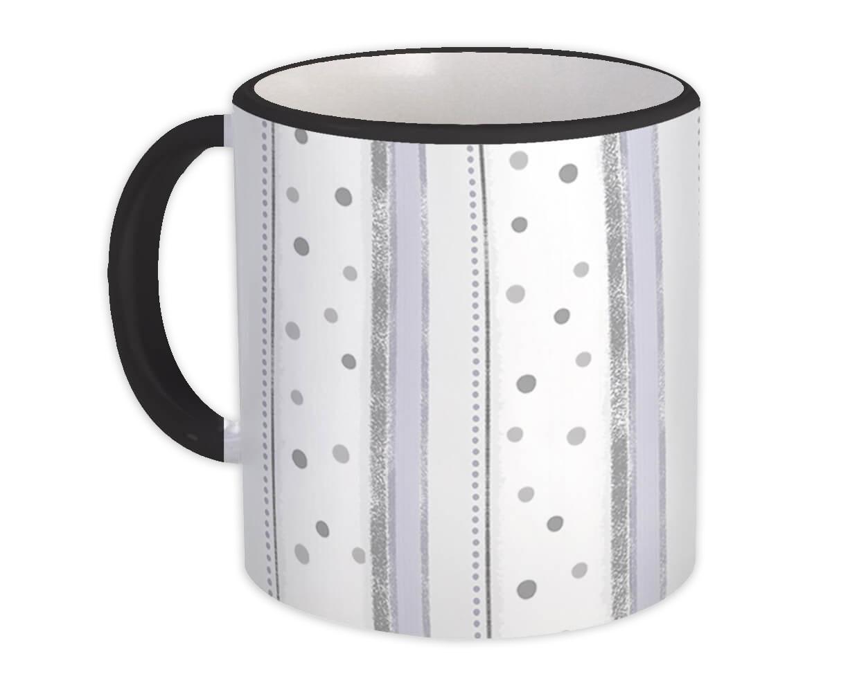 Gift Mug : Pastel Grey Polka Dots Stripes All Occasion Birthday