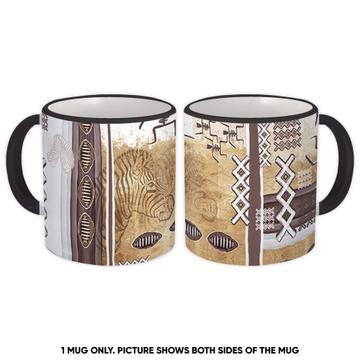 African Tribe Animal Print : Gift Mug Seamless Pattern Zebra Safari Tribal Ancient Painting
