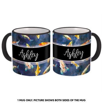 Watercolor Fish Pattern : Gift Mug Underwater Carps Nature Lover Fishing Father For Him