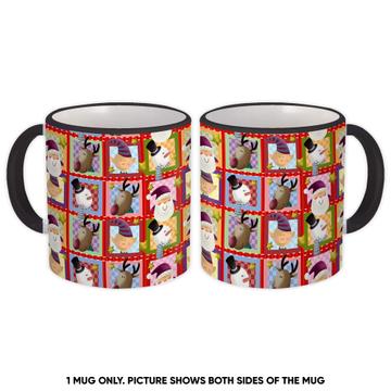 Cute Santa Claus Reindeer Snowman : Gift Mug Christmas Pattern For Kids Children Greetings
