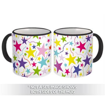 Rainbow Stars : Gift Mug Kids Party Decor Christmas Pattern Nursery Wall Confetti Art