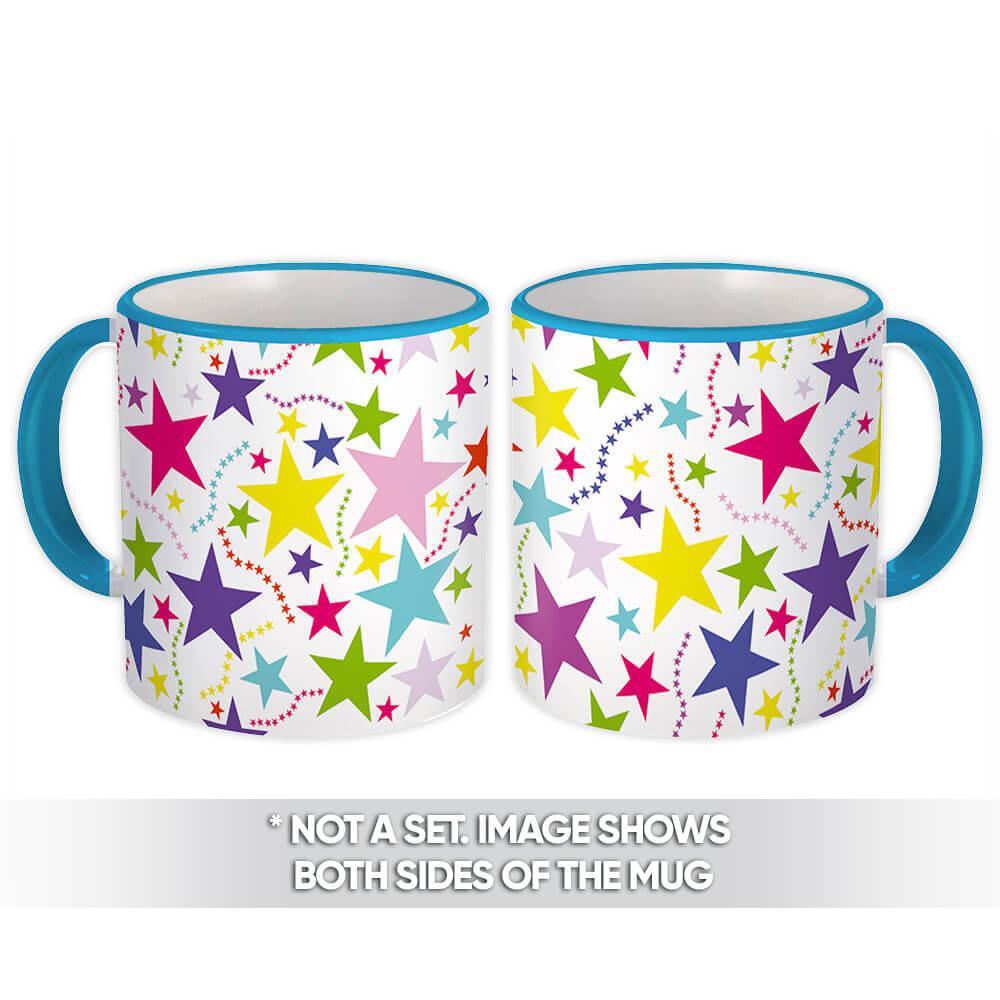 Gift Mug : Rainbow Stars Kids Party Decor Christmas Pattern Nursery Wall