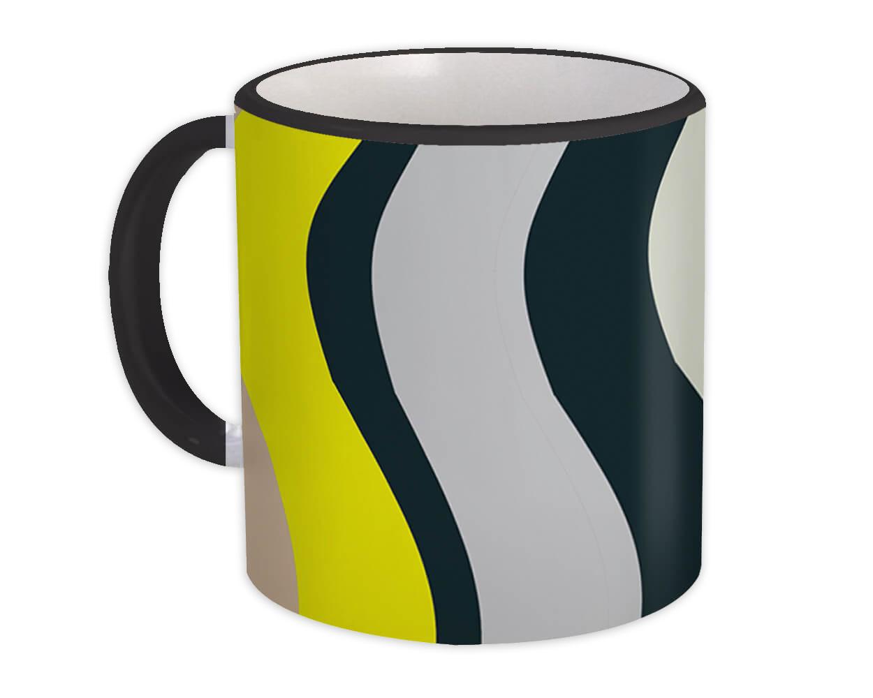 Gift Mug : Waves Yellow Black Abstract Lines All Occasion Birthday