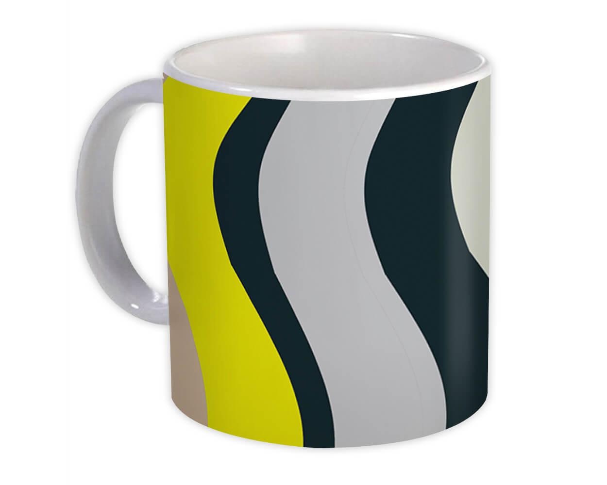 Gift Mug : Waves Yellow Black Abstract Lines All Occasion Birthday