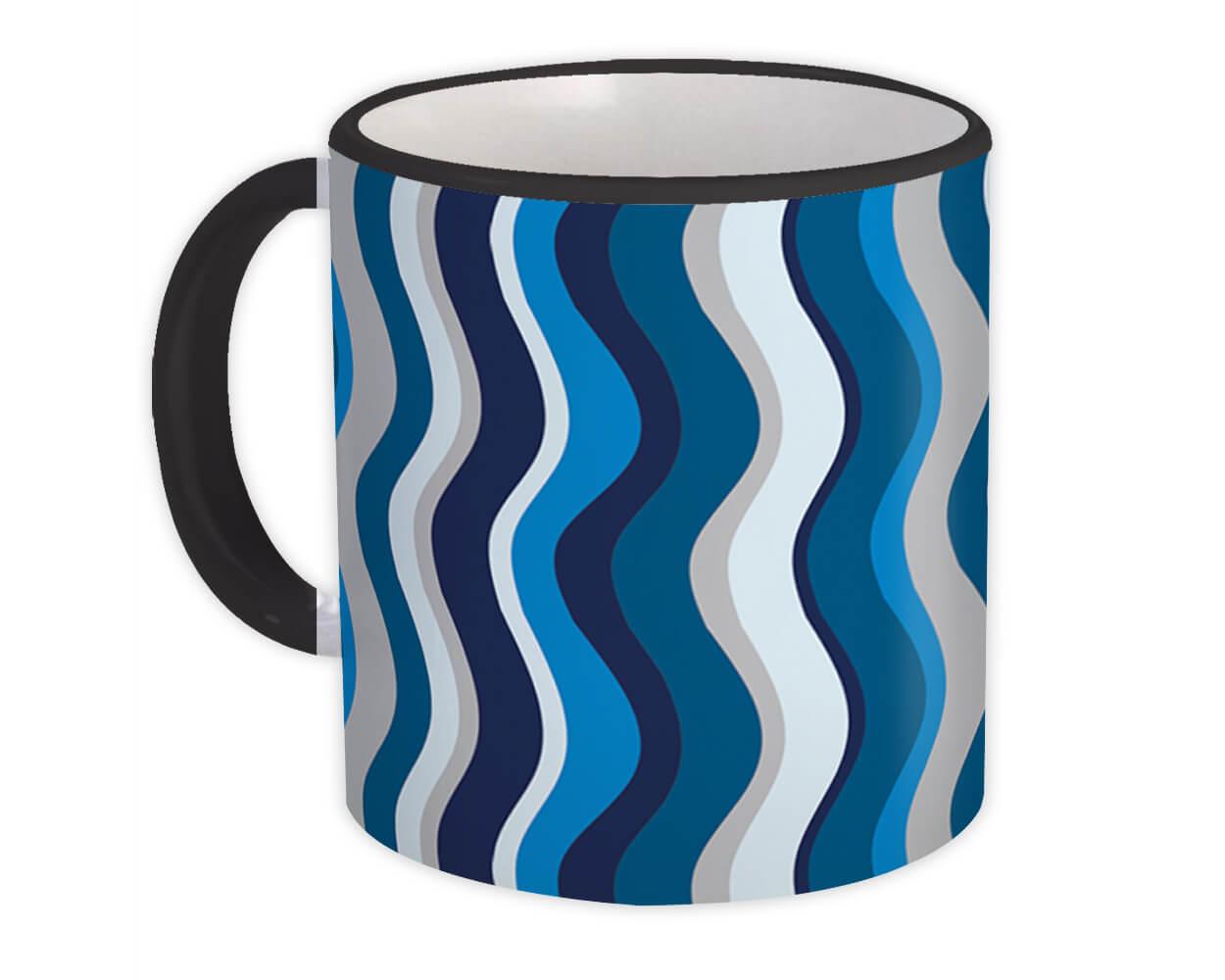 Gift Mug : Waves Black Blue Abstract Lines All Occasion Birthday