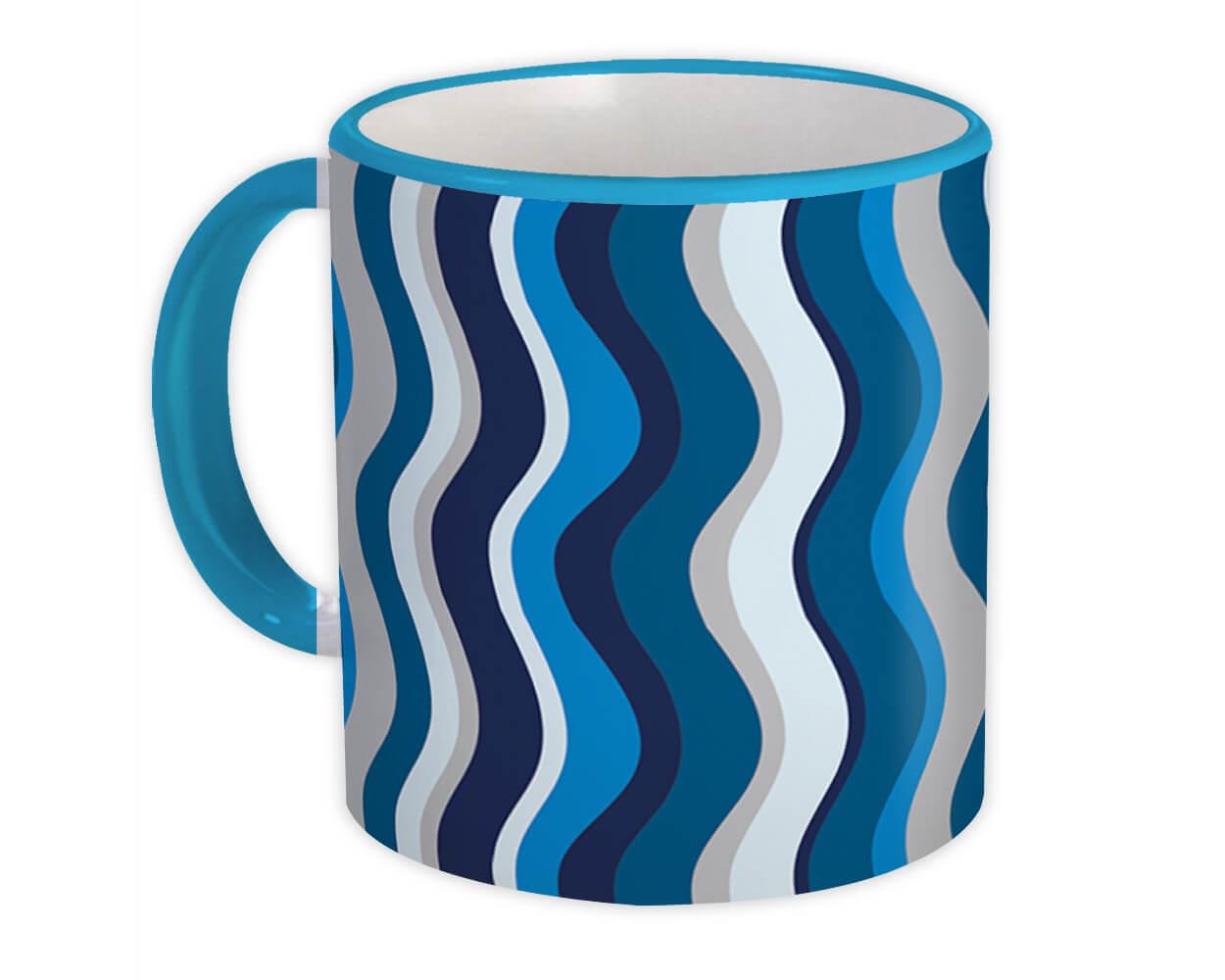 Gift Mug : Waves Black Blue Abstract Lines All Occasion Birthday