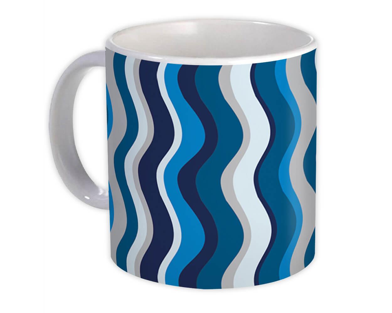 Gift Mug : Waves Black Blue Abstract Lines All Occasion Birthday