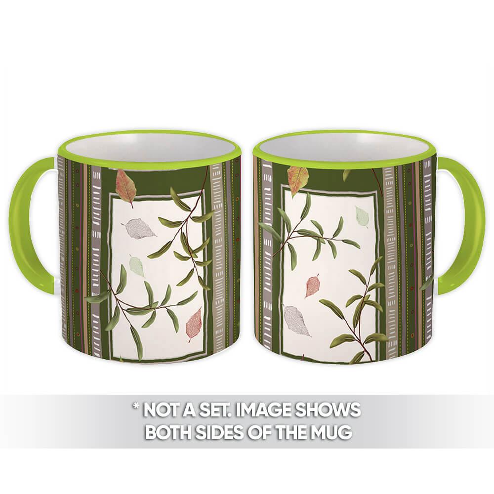 Gift Mug : Plants Sprigs Summer Fall Pattern Leaves Kitchen Decor Exotic Nature