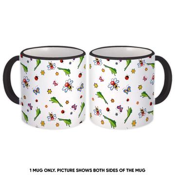Funny Kids Pattern : Gift Mug Bee Frog Ladybug Flowers Daisies Floral Cute Children Birthday