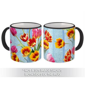 Tulips Bouquet : Gift Mug Spring Floral Pattern Female Day Rustic Anniversary Stems