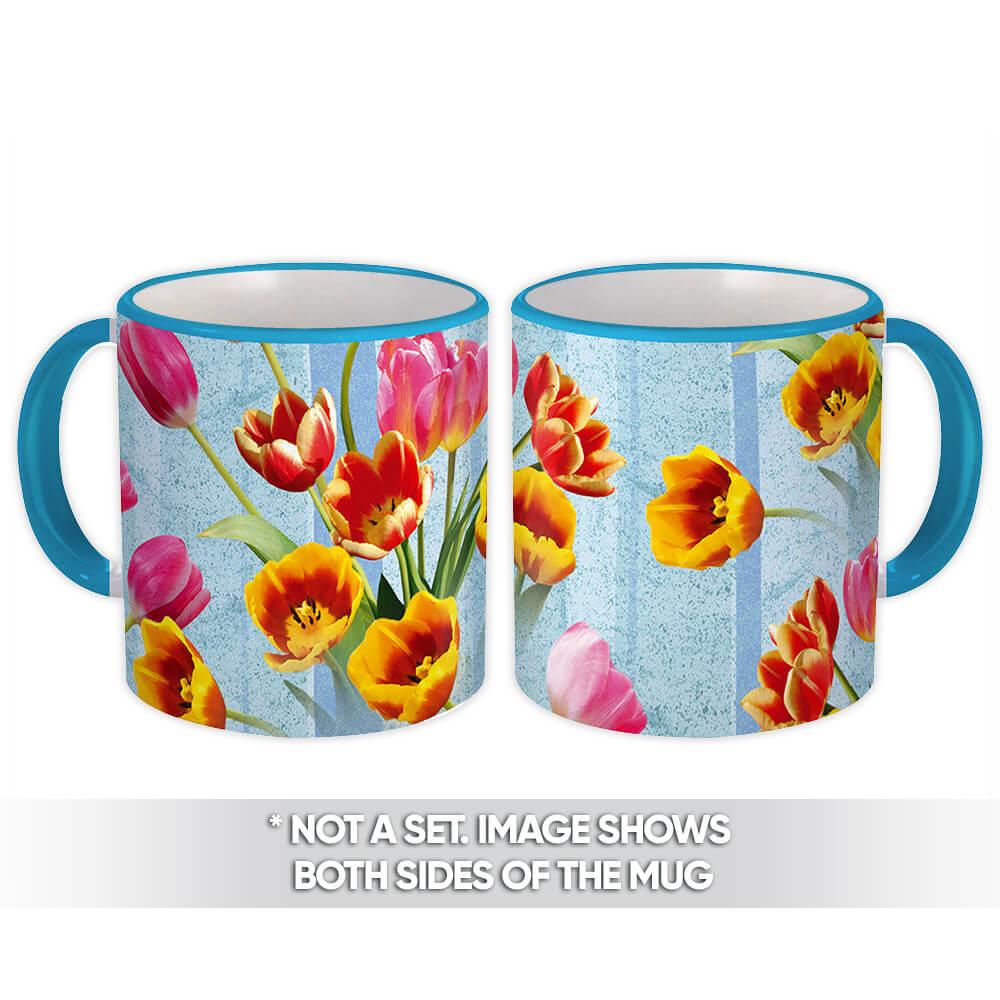 Gift Mug : Tulips Bouquet Spring Floral Pattern Female Day Rustic Anniversary