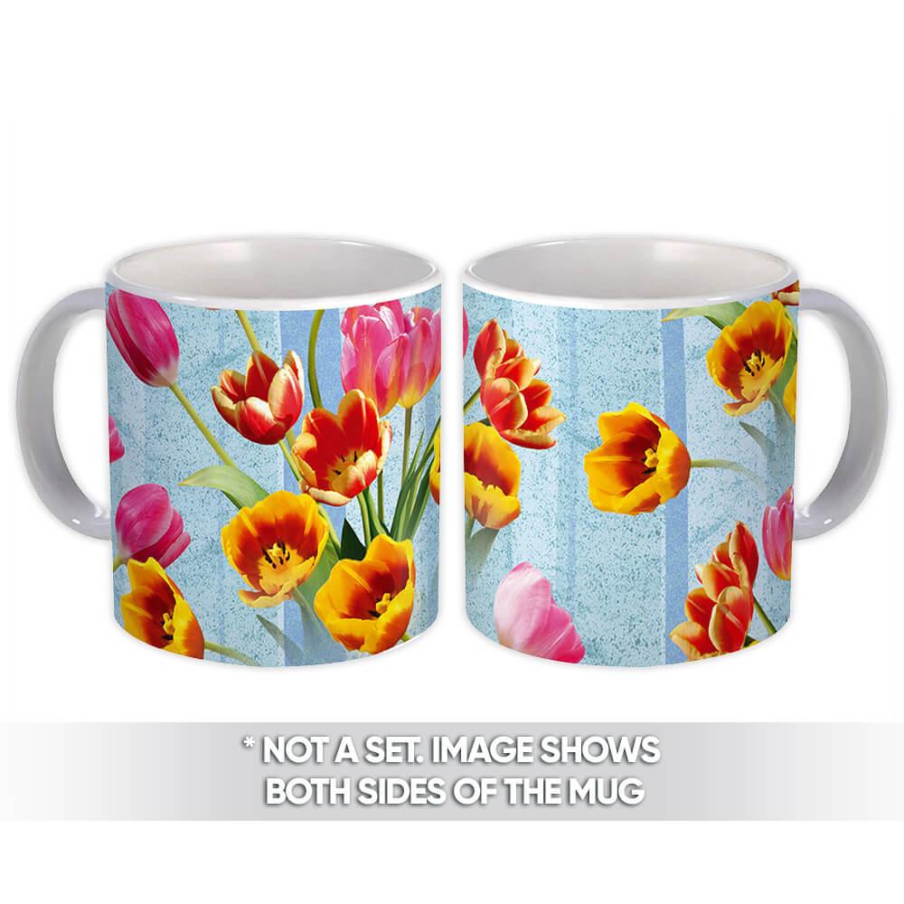 Gift Mug : Tulips Bouquet Spring Floral Pattern Female Day Rustic Anniversary