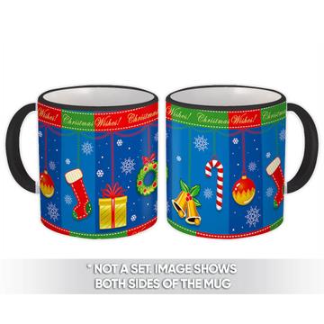 Christmas Garland : Gift Mug Child New Year Winter Snow Bells Candycane Pattern Decor