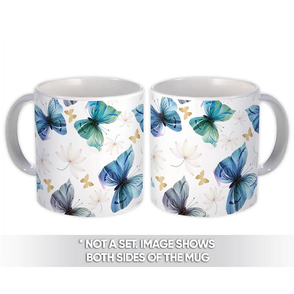 Gift Mug : Watercolor Butterflies Pattern Water Lilly Flower Scrapbooking Female