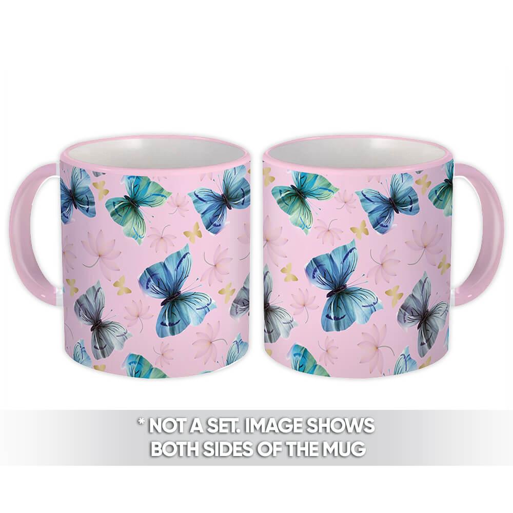 Gift Mug : Watercolor Butterflies Pattern Floral Sweet 16 Girl Mother Home Decor