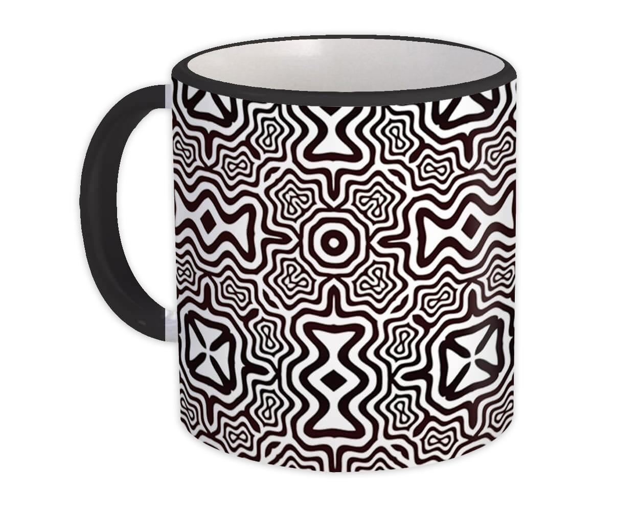 Gift Mug : Abstract Black White Geometric All Occasion Birthday Christmas Xmas