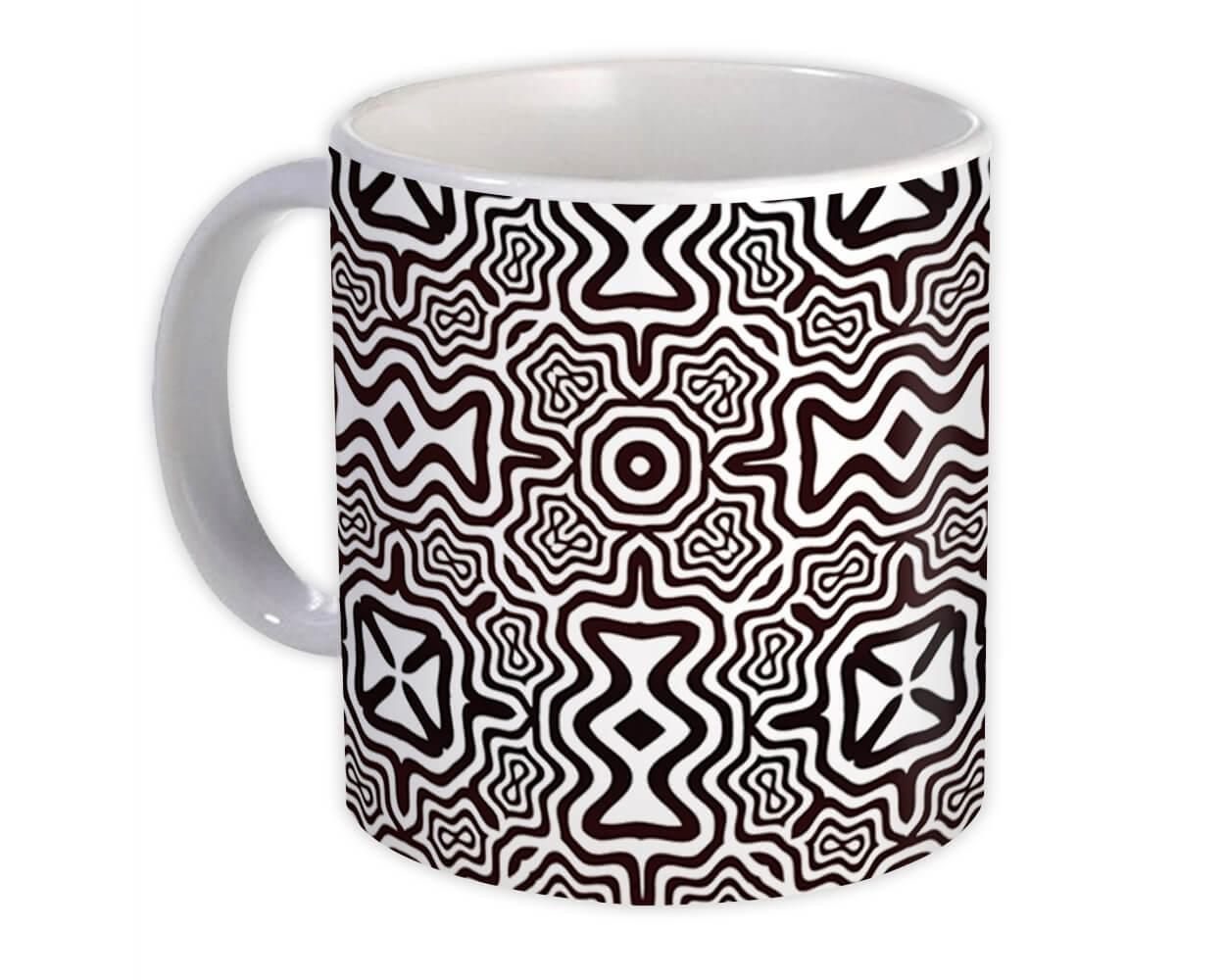 Gift Mug : Abstract Black White Geometric All Occasion Birthday Christmas Xmas