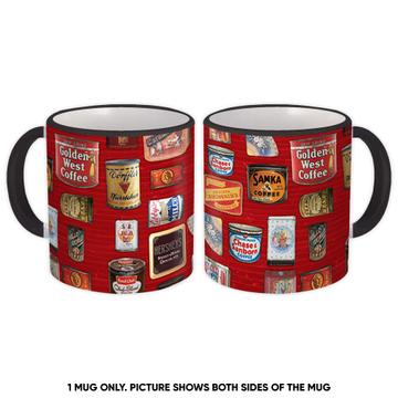 Vintage Tins Pattern : Gift Mug Retro Food Can Tin Kitchen Cafe Decor Craftwork Package