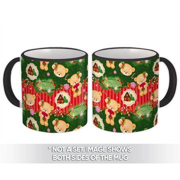 Bear Christmas Flowers : Gift Mug Seasons Greetings Pattern Childish Room Decor Candy