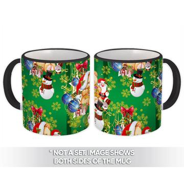 Christmas Teddy Bear : Gift Mug Cute Childish Santa Snowman Pattern Nursery Decor