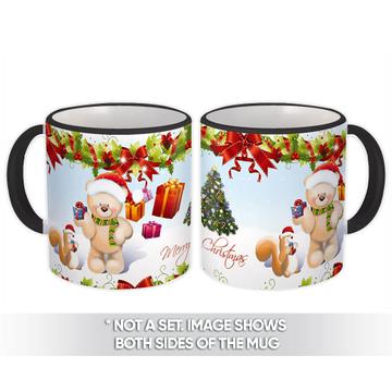 Bear And Squirrel : Gift Mug Baby Room Decor Christmas Pattern Winter Garland Cute