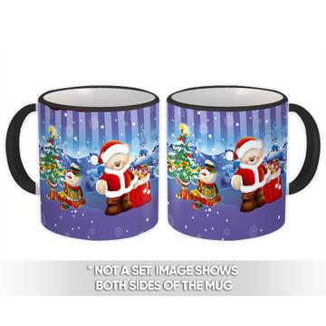 Santa Bear Snowman : Gift Mug Winter Holidays Christmas Pattern Kids Sweet Gifts
