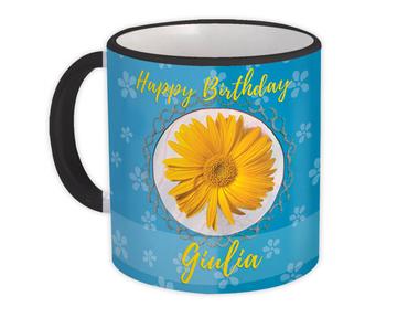 Sunflower Birthday Personalized Name : Gift Mug Flower Floral Yellow Decor Customizable