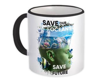 Ecolife Aquarium Head Water Fish : Gift Mug Nature Protection Green Thinking Corals