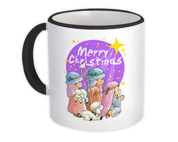 Childish Three Kings : Gift Mug For Christmas Greetings Magi Wise Men Cute Baby Art Jesus