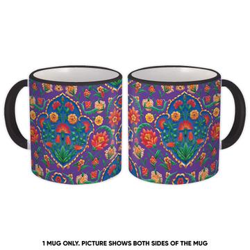 Vintage Carnation Print : Gift Mug Retro Seamless Fabric Art Flowers Arabic Grandma