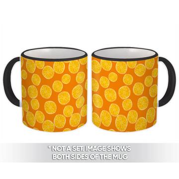 Orange Slice : Gift Mug Lemon Fruit Citrus Pattern Exotic Kitchen Wall Decor Greenery