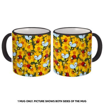 Bee Ladybug Pattern : Gift Mug Daisy Daisies Flowers For Kid Children Birthday Summer Print