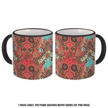 Vintage Paisley Flower Print : Gift Mug Seamless Retro Fabric Indian Moroccan Decor