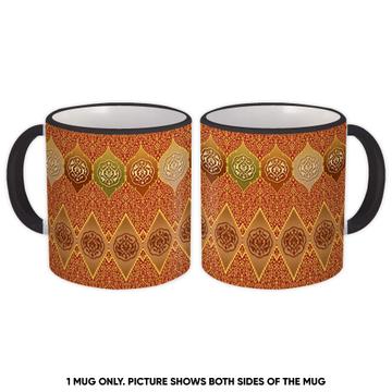 Delicate Arabesques Print : Gift Mug Seamless Golden Pattern Floral Oriental Arabic